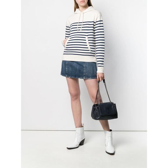 Saint Laurent YSL Navy & Cream Striped Hoodie Small - Picture 1 of 6